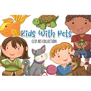 Kit Digital Crianças com Animais de Estimação 