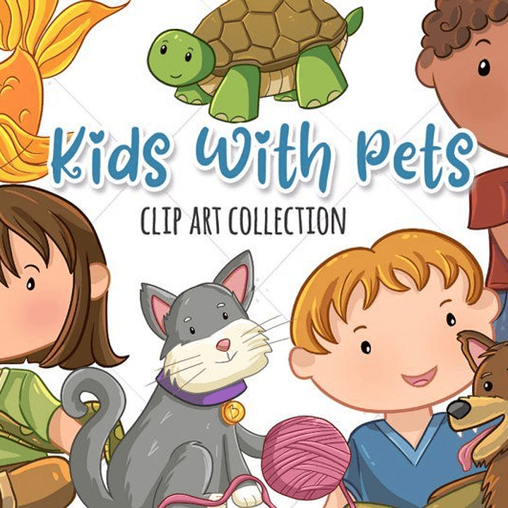 Kit Digital Crianças com Animais de Estimação  1