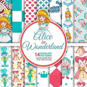Kit Digital Papéis Alice no País das Maravilhas 