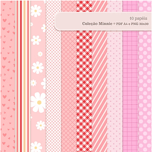 Kit Digital Coleção Minnie Rosa Papéis 