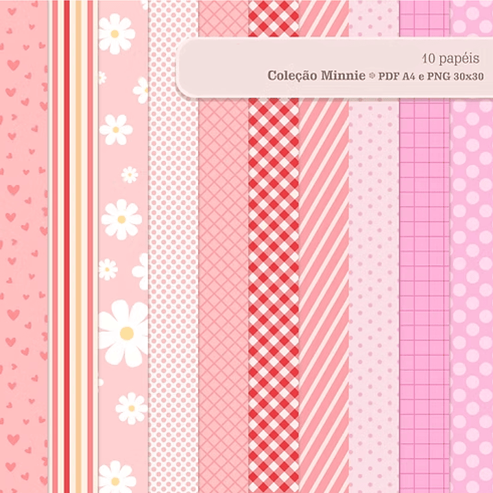 Kit Digital Coleção Minnie Rosa Papéis  1