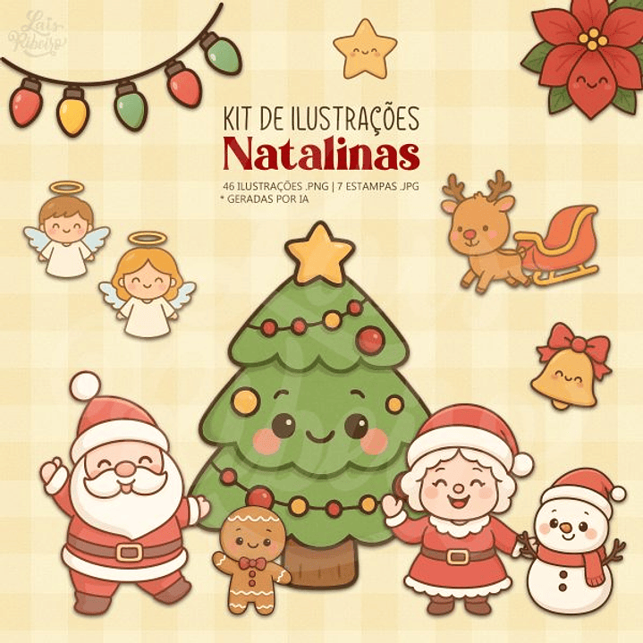 Kit Digital Natal Árvore com Papai Noel 1