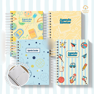 Arquivo Agenda Escolar 2026 Azul com Amarelo A5 
