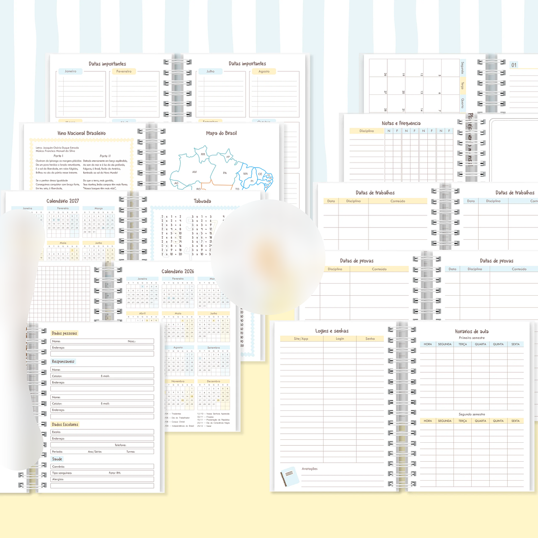 Arquivo Agenda Escolar 2026 Azul com Amarelo A5  4