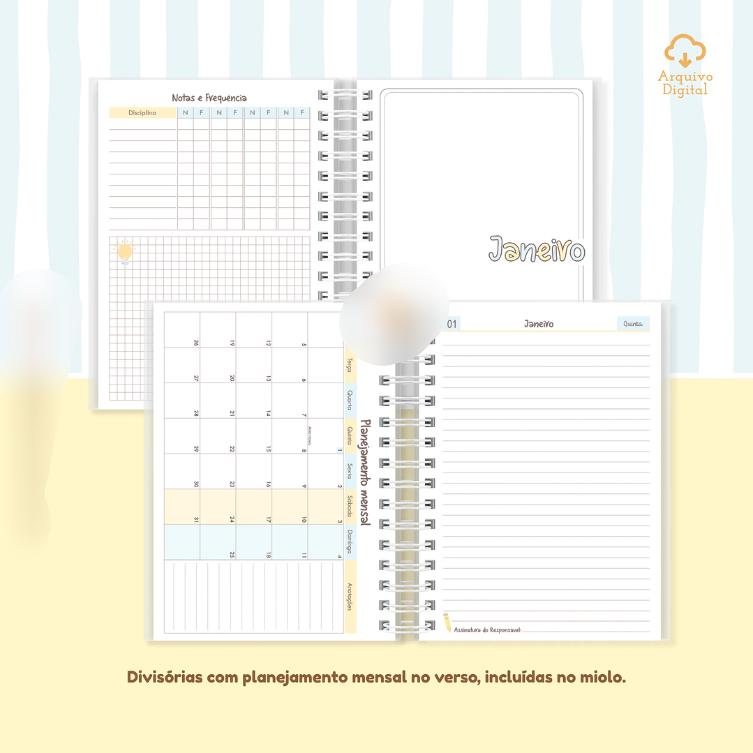 Arquivo Agenda Escolar 2026 Azul com Amarelo A5  5