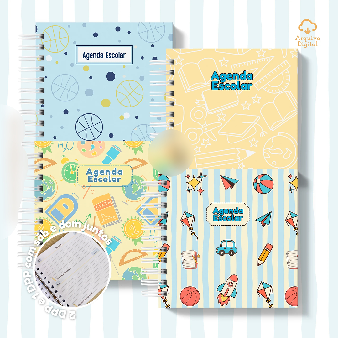 Arquivo Mini Agenda Escolar Quadrada 2026 Azul com Amarelo  1