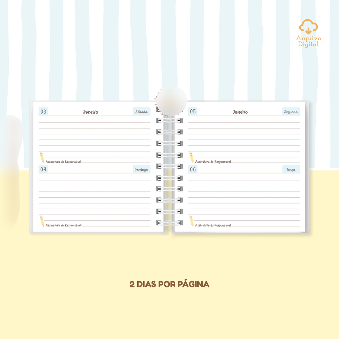 Arquivo Mini Agenda Escolar Quadrada 2026 Azul com Amarelo  3