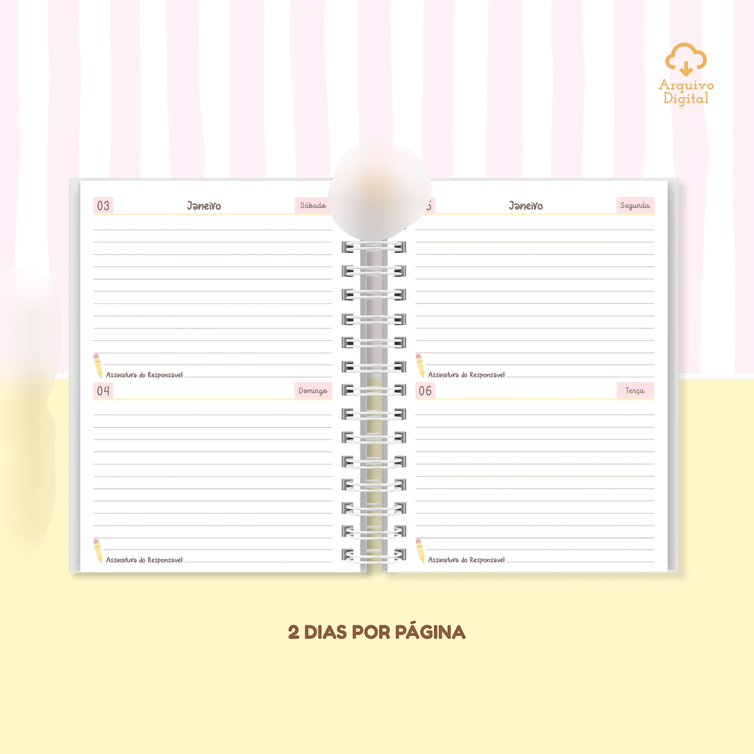 Arquivo Agenda Escolar 2026 Rosa com Amarelo A5  2