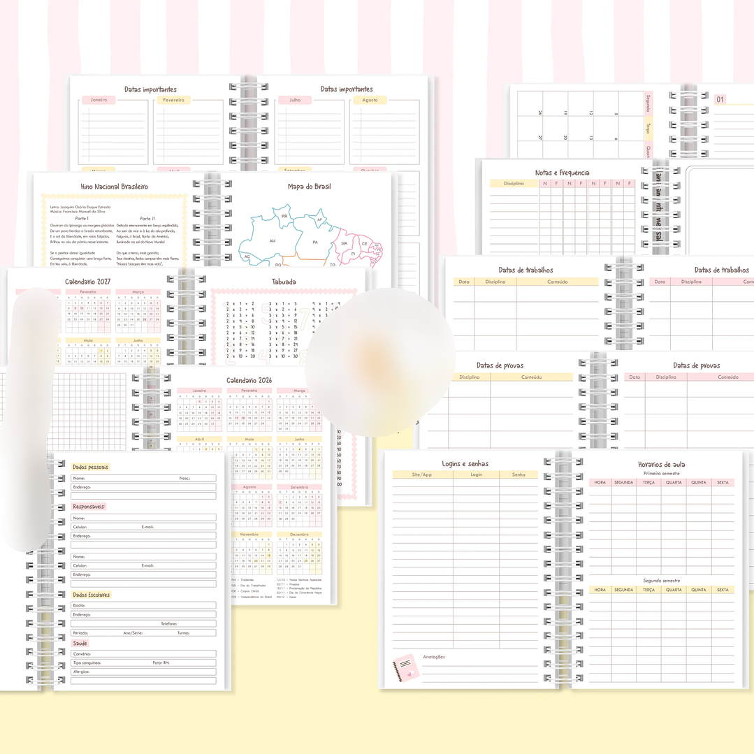 Arquivo Agenda Escolar 2026 Rosa com Amarelo A5  5