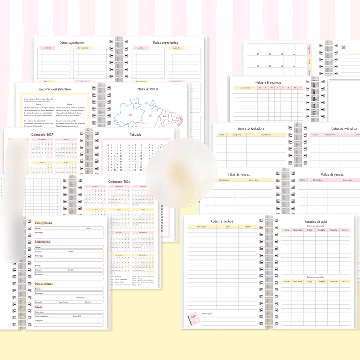 Arquivo Agenda Escolar 2026 Rosa com Amarelo A5  5
