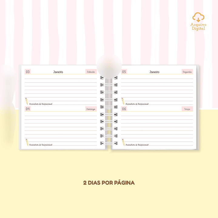 Arquivo Mini Agenda Escolar Quadrada 2026 Rosa com Amarelo 3