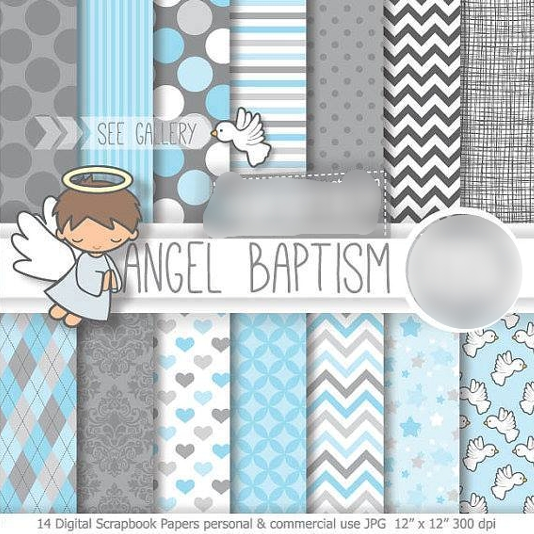 Kit Digital Papéis Batismo Anjinhos  1