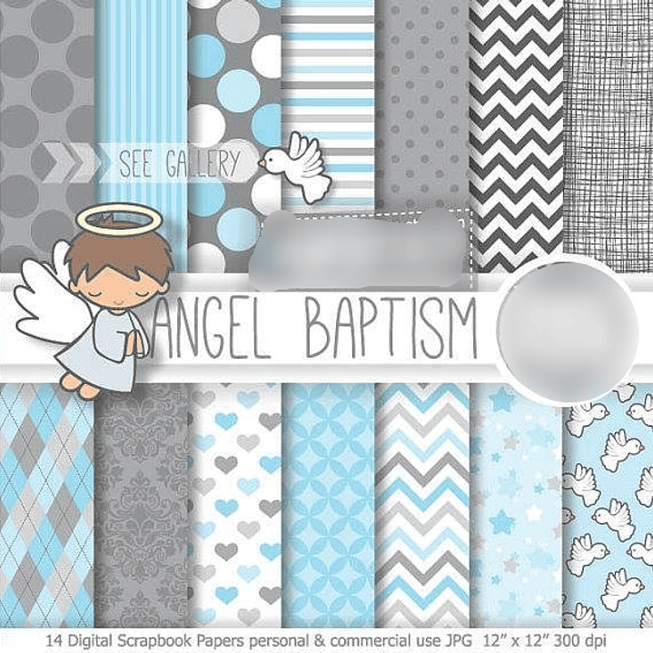 Kit Digital Papéis Batismo Anjinhos  1