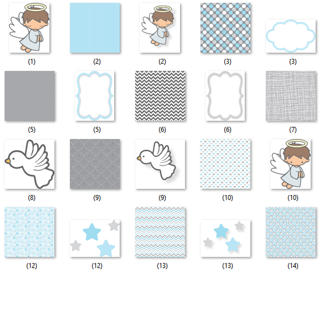 Kit Digital Papéis Batismo Anjinhos  2