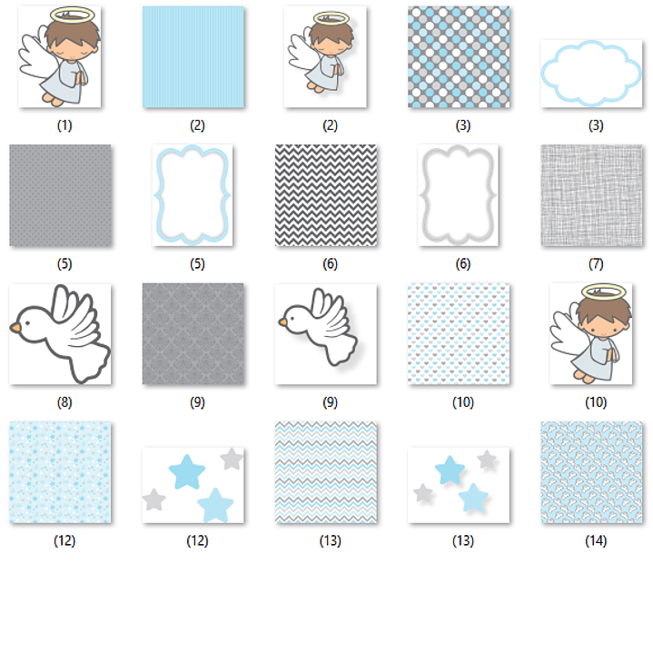 Kit Digital Papéis Batismo Anjinhos  2