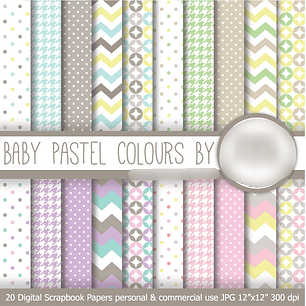 Kit Digital Papéis Cor Pastel 