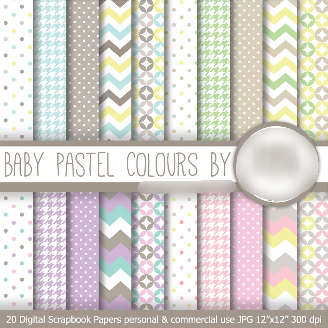 Kit Digital Papéis Cor Pastel  1