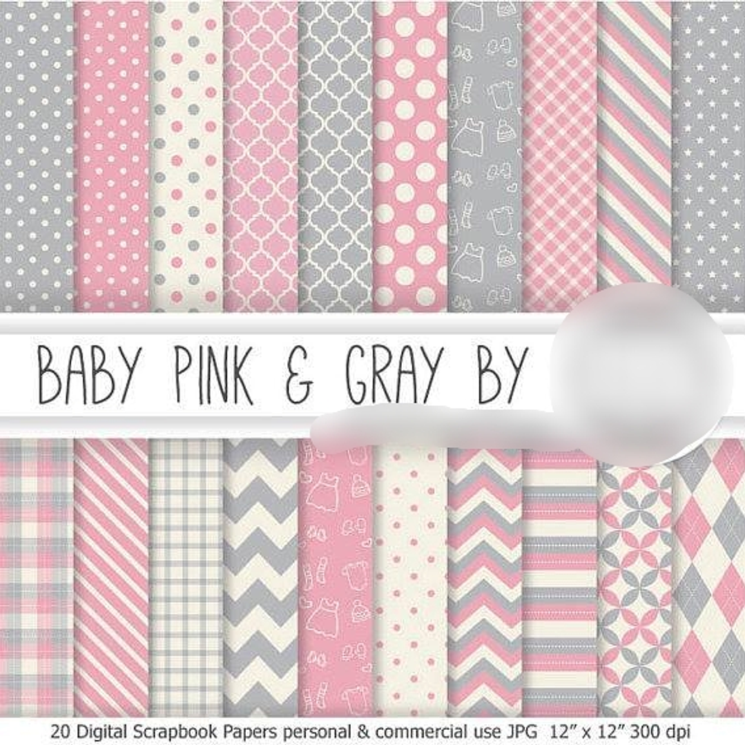 Kit Digital Papéis Bebê Rosa 1