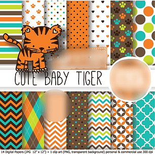 Kit Digital Papéis Bebê Tigre 