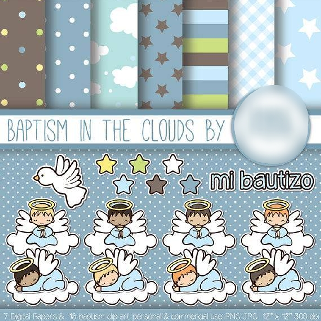Kit Digital Batismo Anjinhos nas Nuvens 1