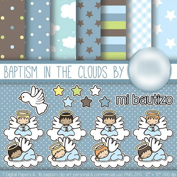 Kit Digital Batismo Anjinhos nas Nuvens 1