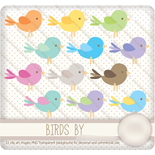 Kit Digital Papéis Passarinhos Coloridos 