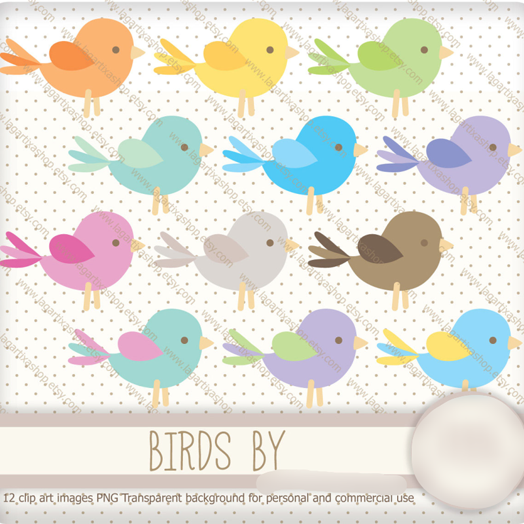 Kit Digital Papéis Passarinhos Coloridos  1