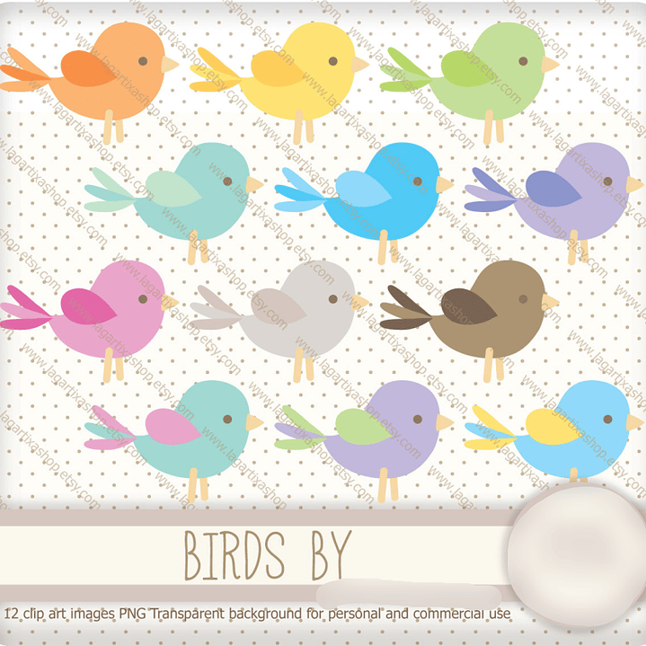 Kit Digital Papéis Passarinhos Coloridos  1