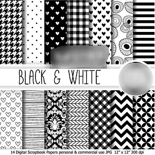 Kit Digital Papéis Branco e Preto 