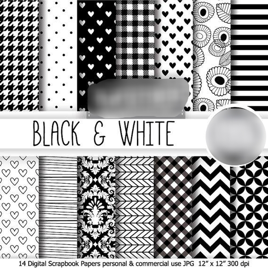 Kit Digital Papéis Branco e Preto  1