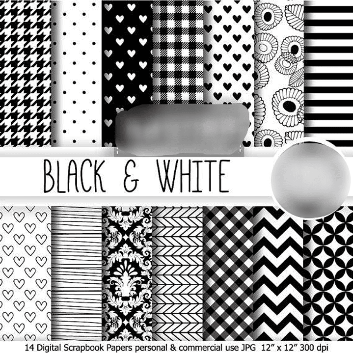 Kit Digital Papéis Branco e Preto  1