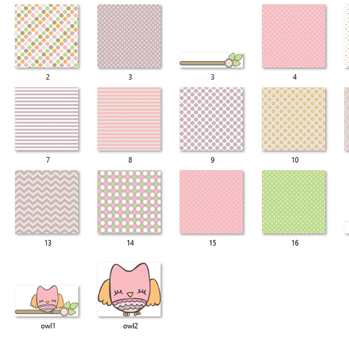 Kit Digital Papéis Coruja Femina Bombom 2