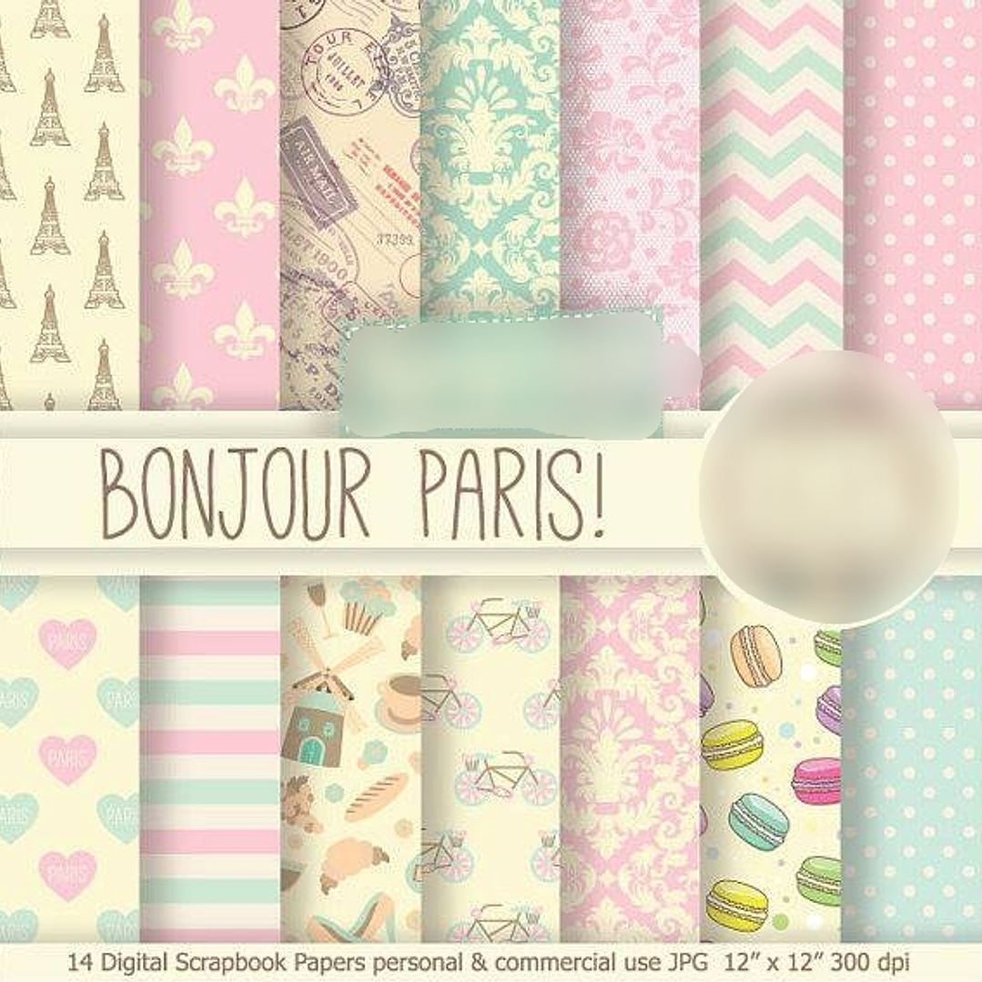 Kit Digital Papéis Bom Dia Paris  1