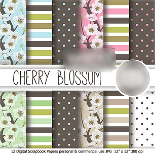 Kit Digital Papéis Cherry Blossom 