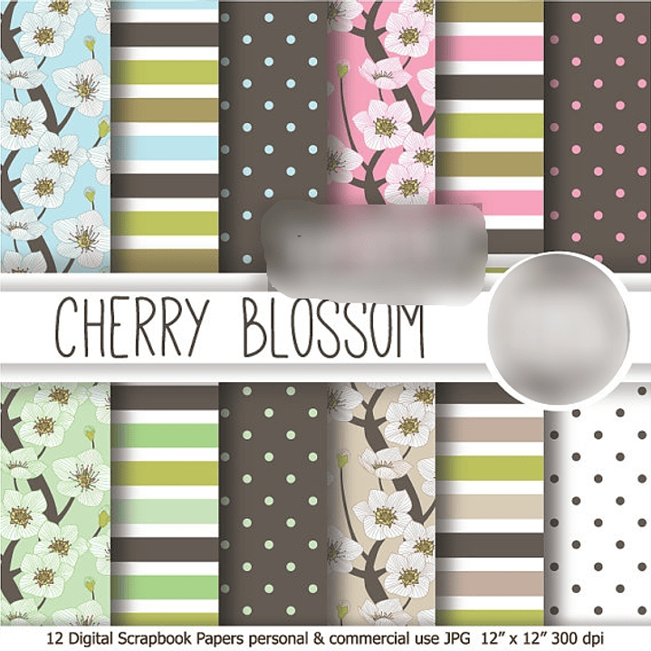 Kit Digital Papéis Cherry Blossom  1
