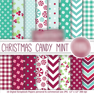 Kit digital Papéis Doce de Natal com Menta