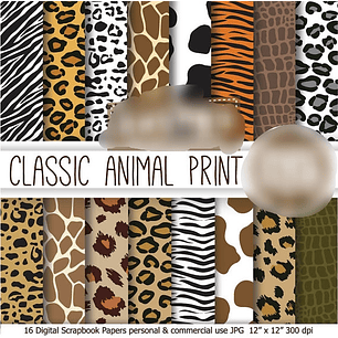 Kit Digital Papéis Estampa de Animal Clássica