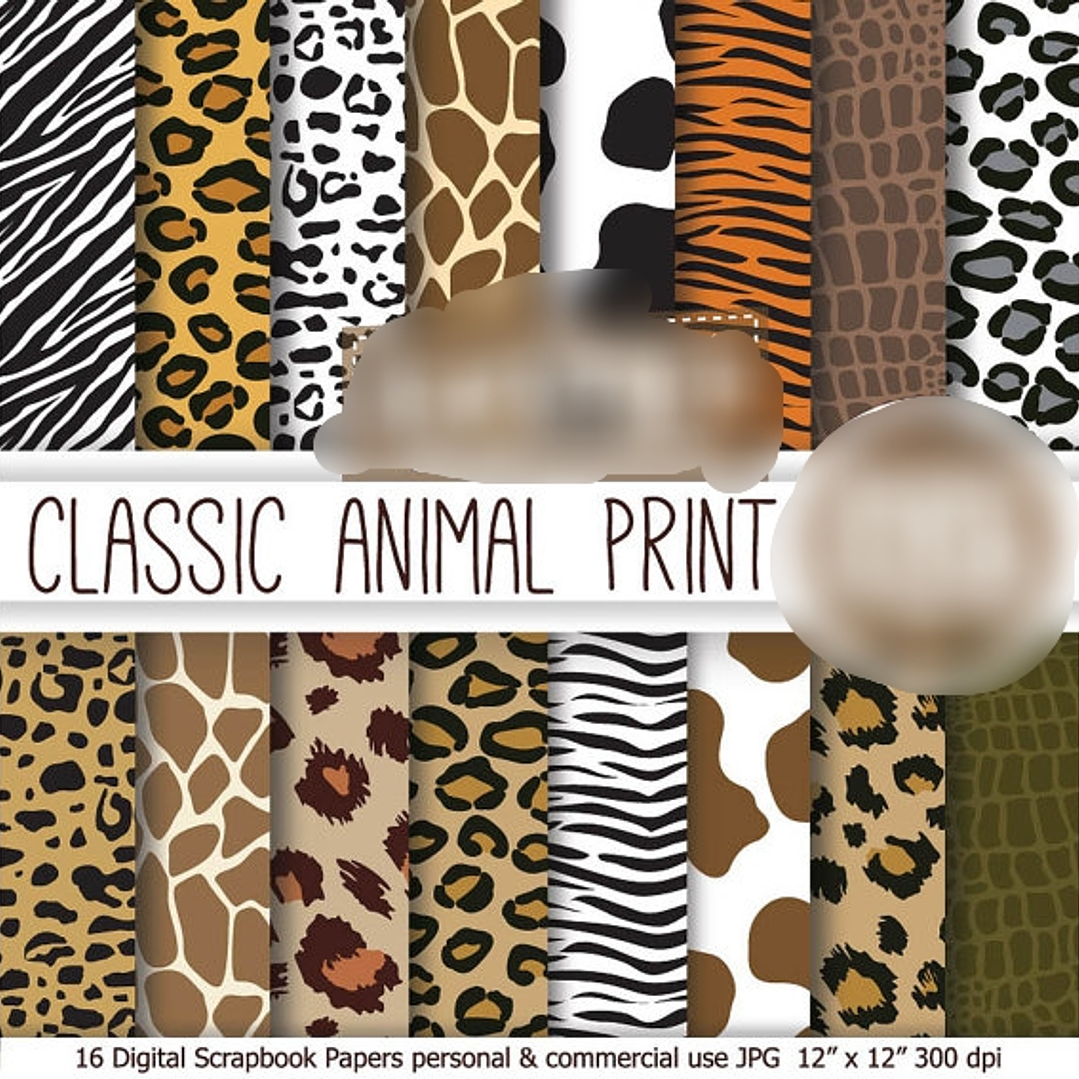 Kit Digital Papéis Estampa de Animal Clássica 1