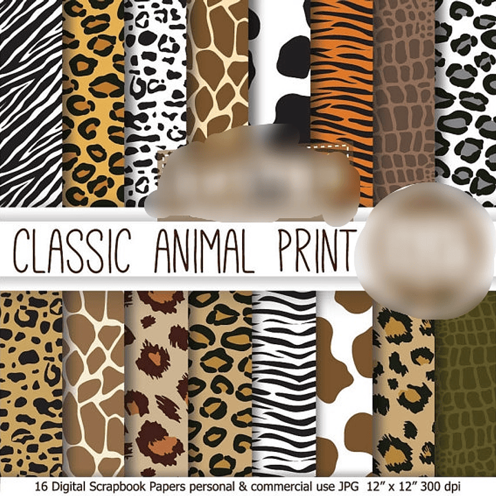 Kit Digital Papéis Estampa de Animal Clássica 1