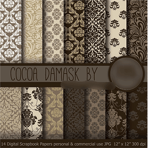 Kit Digital Papéis Damasco de Cacau