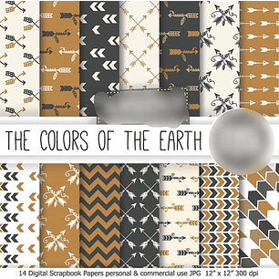 Kit Digital Papéis Cores da Terras 