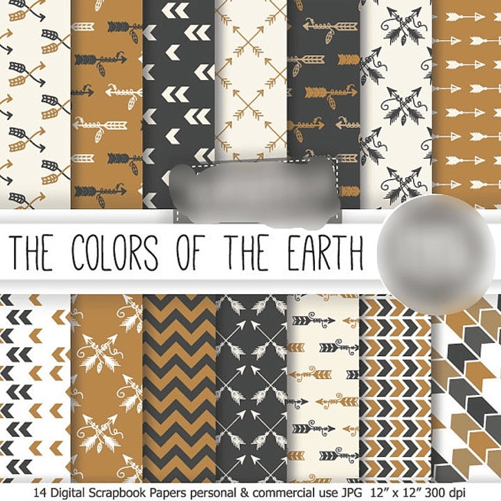 Kit Digital Papéis Cores da Terras  1