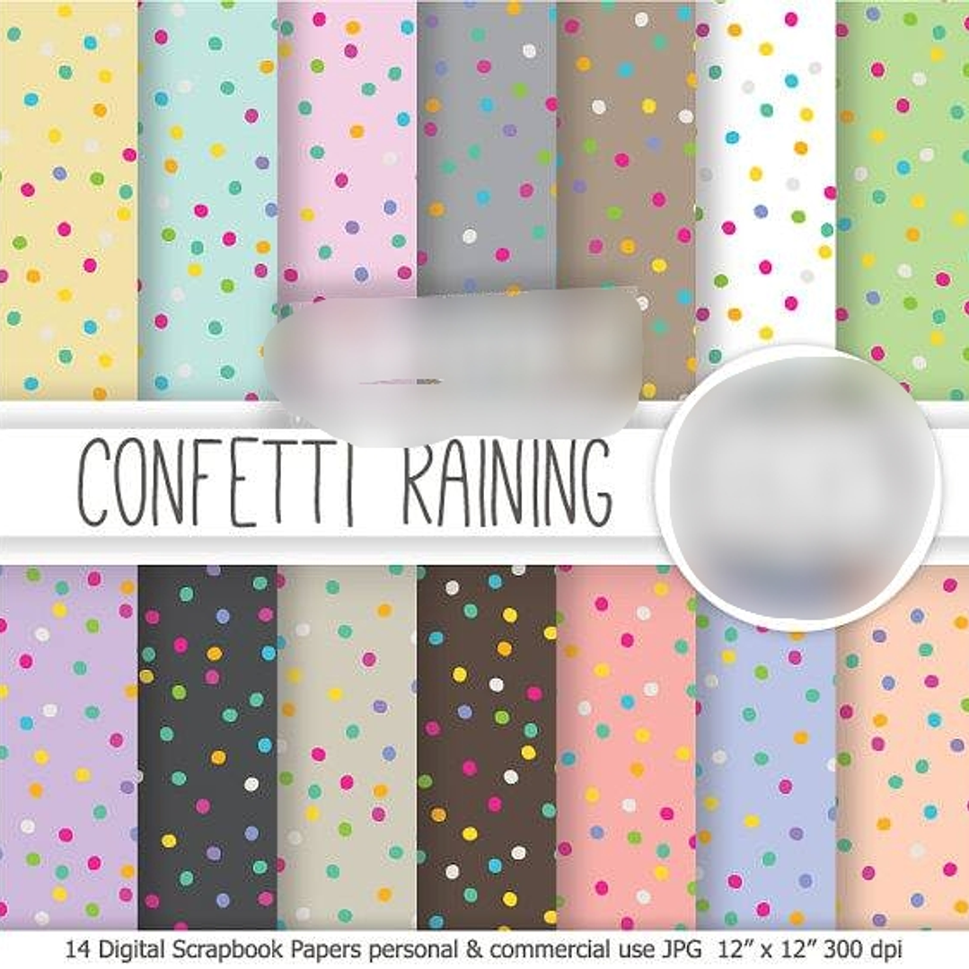Kit Digital Papéis Confette Colortido  1