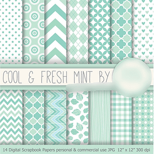 Kit Digital Papéis Hortelã Fresca 