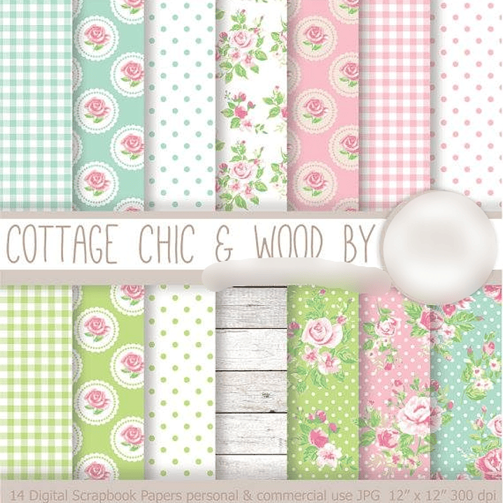 Kit Digital Papéis Casa de Campo Chique 1