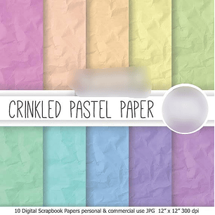 Kit Digital Papéis Amassado em Tons pastel