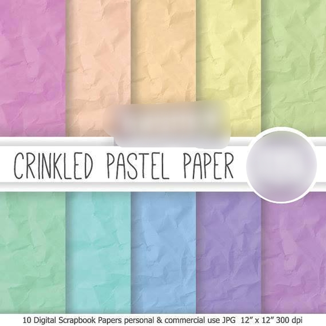 Kit Digital Papéis Amassado em Tons pastel 1