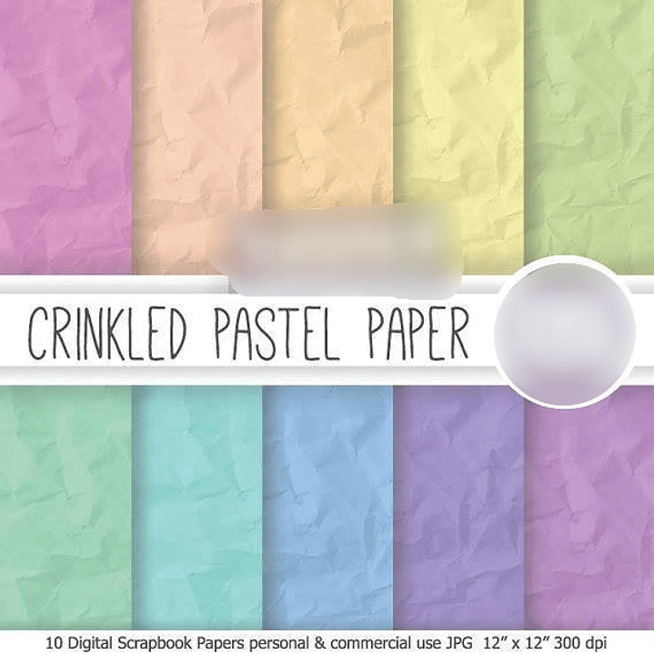 Kit Digital Papéis Amassado em Tons pastel 1