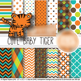 Kit Digital Papéis Tigrinho 
