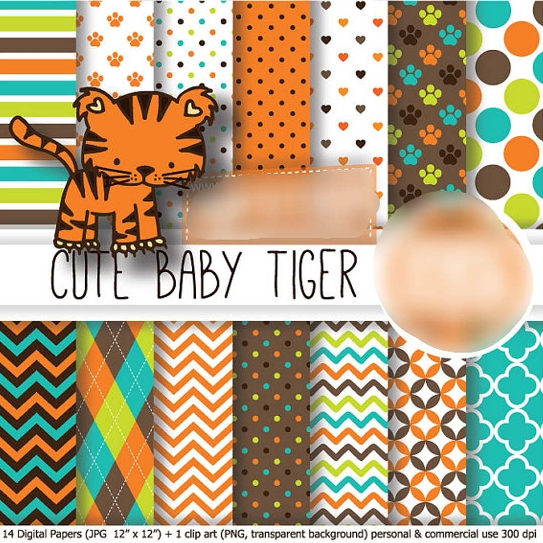 Kit Digital Papéis Tigrinho  1